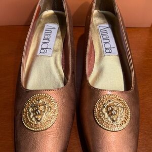 Amanda Bronze Flats with Gold Embellishment